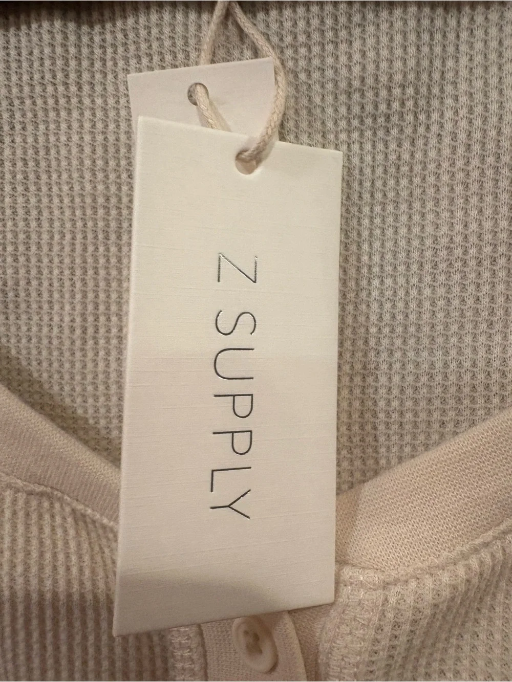 Z SUPPLY $56 NWT P2P 16-18” L 17” Ciana Cropped Waffle Knit Top in Oat Milk XS